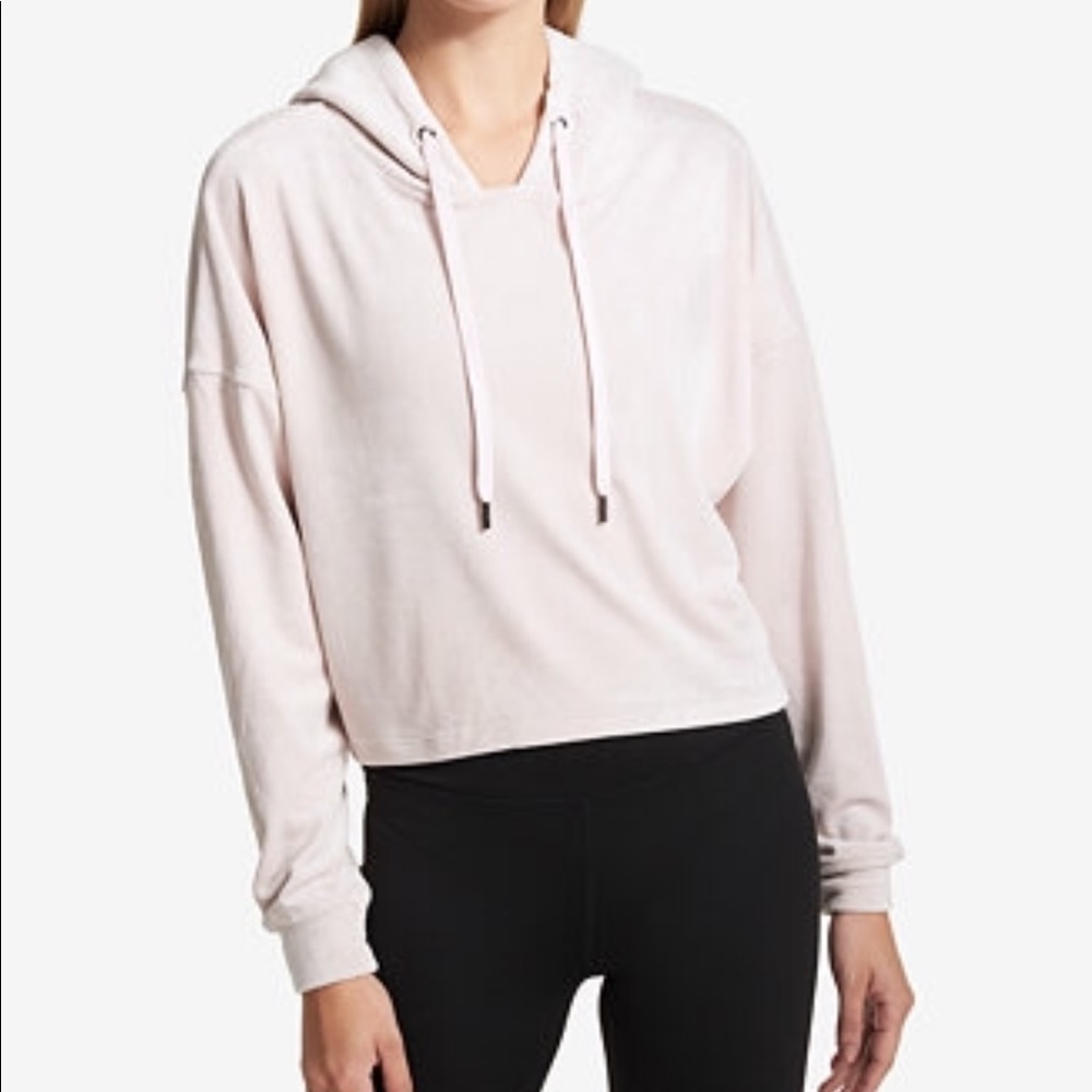 DKNY Sport Cropped Velour Hoodie